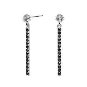FE0675 925 Sterling Silver Black Zircon Dangle Stud Earrings