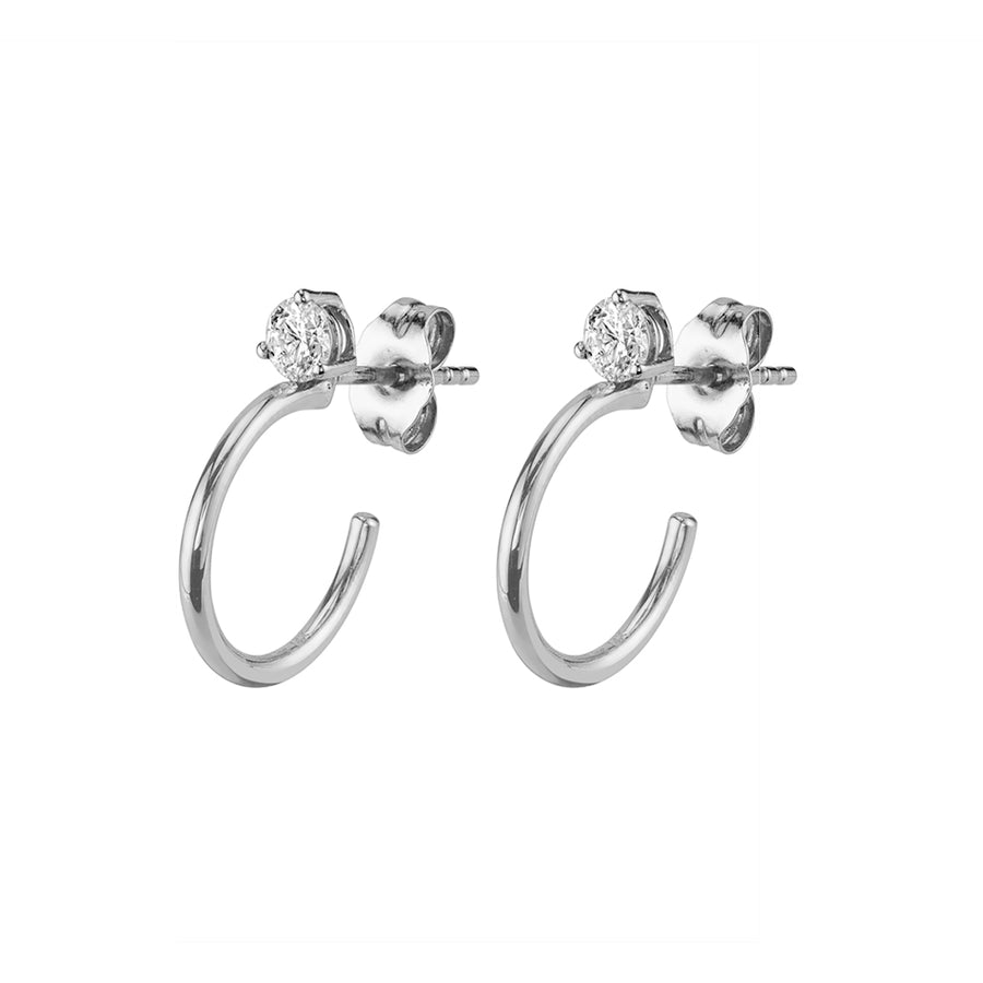 FE1149 925 Sterling Silver Cubic Zirconia Hoop Earrings