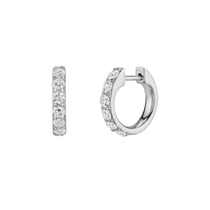 FE1015 925 Sterling Silver Zircon Pave Hoop Earrings