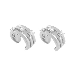 FE1757 925 Sterling Silver Cubic Zirconia Triple Row Ear Cuff