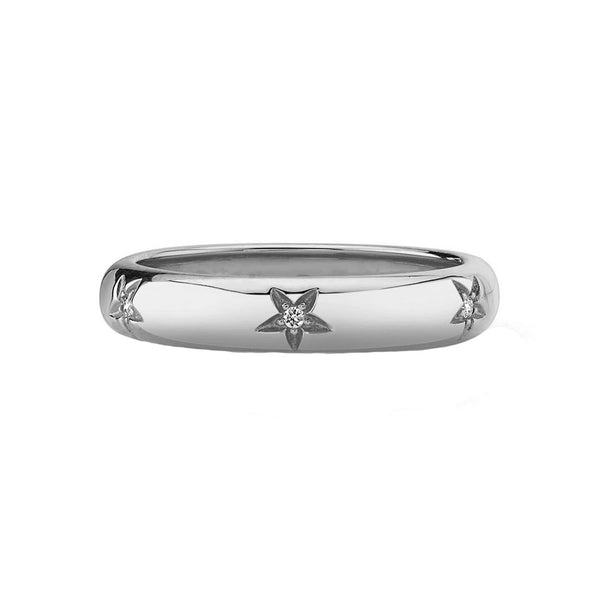 FJ0675 925 Sterling Silver Petite Star Band Ring