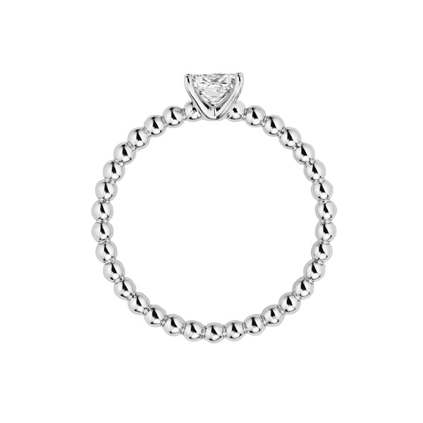 FJ0826 925 Sterling Silver Princess Square Cubic Zirconia Beaded Rings