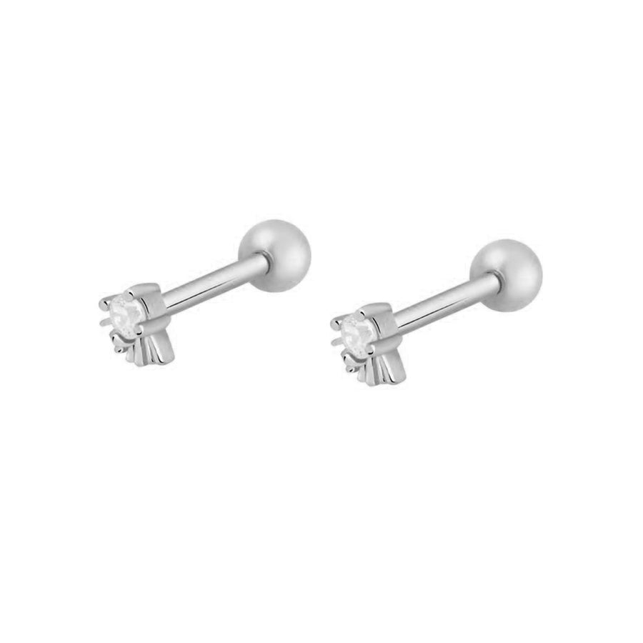 FE1415 925 Sterling Silver Single Zircon Stud Earrings