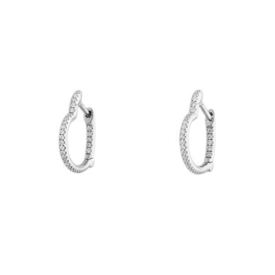 FE1255 925 Sterling Silver Heart Pave Zircon Hoop Earrings