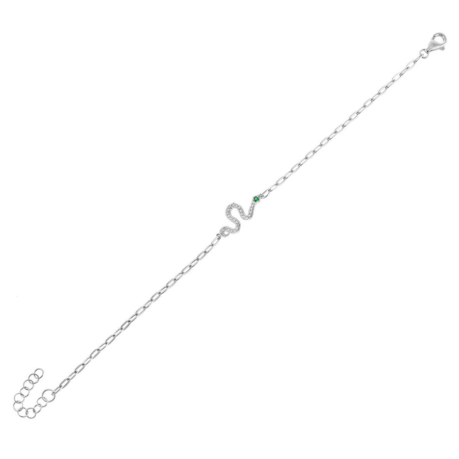FS0068 925 Sterling Silver Snake Zircon Bracelet