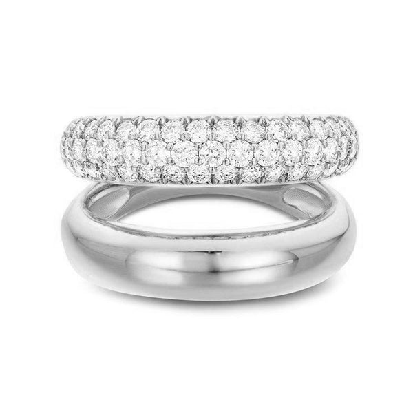 FJ0403 925 Sterling Silver Zircon Open Double Ring