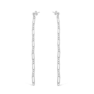 FE0101 925 Sterling Silver Dainty Figaro Long chain Earrings