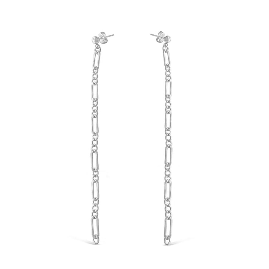 FE0101 925 Sterling Silver Dainty Figaro Long chain Earrings