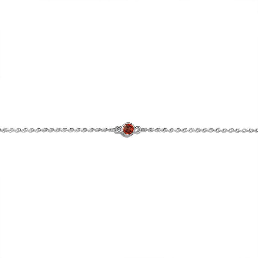 FS0137 925 Sterling Silver Red Zircon Bracelet