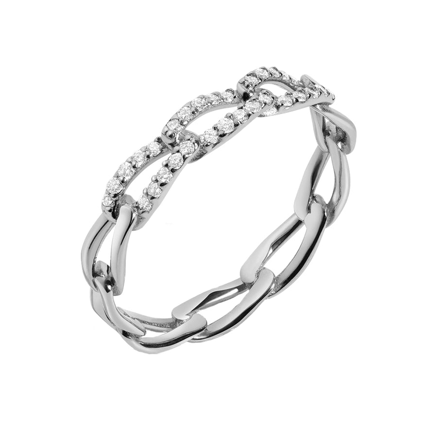 FJ0717 925 Sterling Silver Link Cubic Zirconia Ring