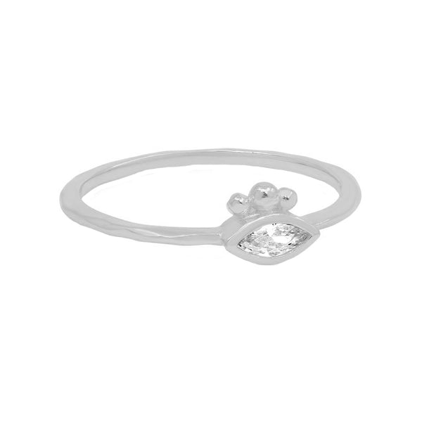 FJ0512 925 Sterling Silver Single White Zircon Ring