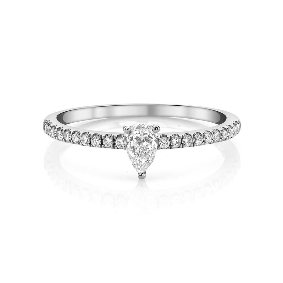 FJ0377 925 Sterling Silver Pear Zircon Pave Ring