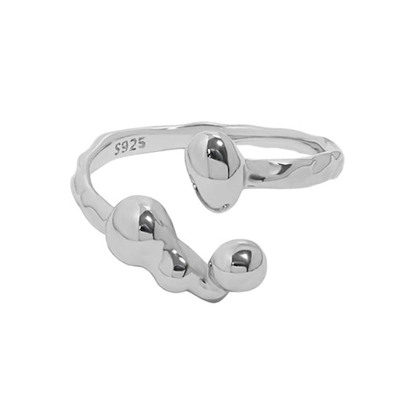 RHJ1076 925 Sterling Silver Bead Women Open Ring