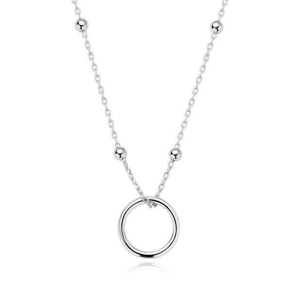FX0044 925 Sterling Silver Basic Halo Pendant Necklace
