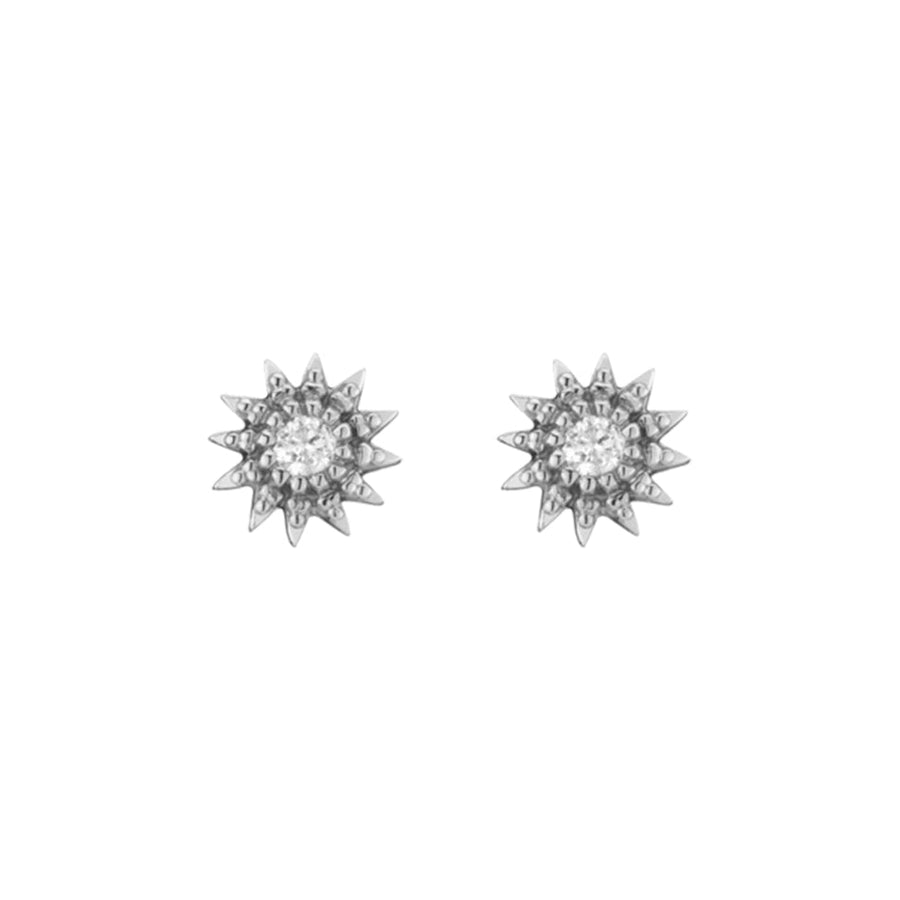 FE1745 925 Sterling Silver Cubic Zirconia Starbrust Stud Earring