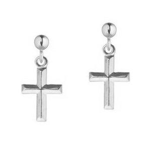 FE0132 925 Sterling Silver Chic Cross Stud Dangle Earrings