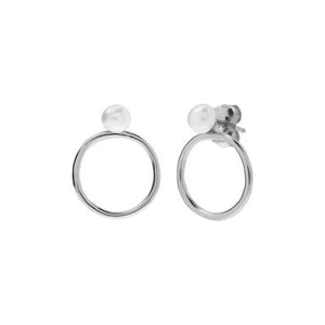 FE1097 925 Sterling Silver Pearl & Circle Stud Earrings