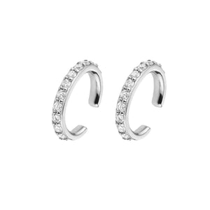 FE1014 925 Sterling Silver Diamond Bezel Earrings Cuff