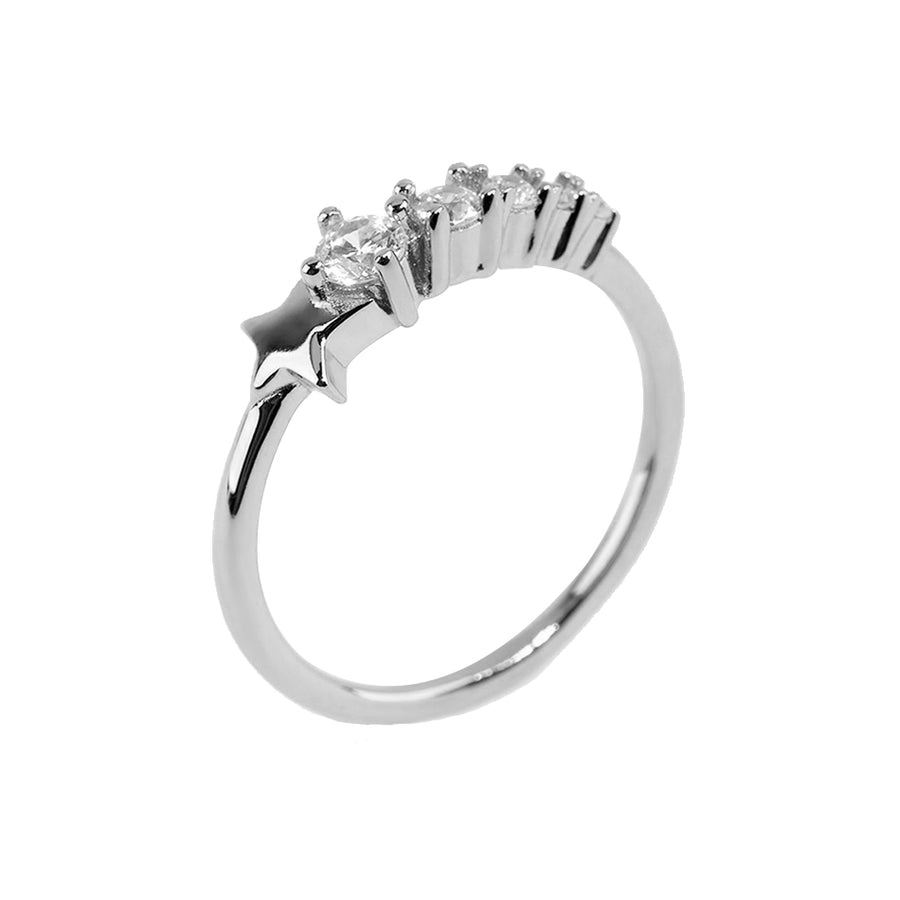 FJ0755 925 Sterling Silver Cubic Zirconia Star Ring
