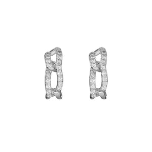 FE1652 925 Sterling Silver Open Link Cubic Zirconia Huggie Earring