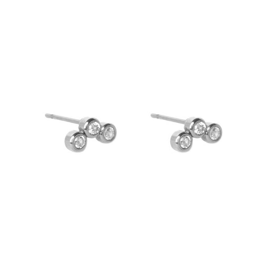 FE1687 925 Sterling Silver Cubic Zirconia Bead Stud Earring