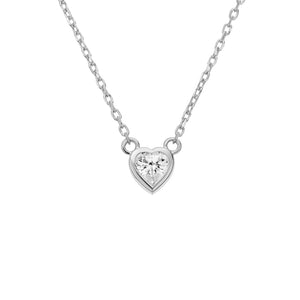 FX0428 925 Sterling Silver Heart Zircon Necklace