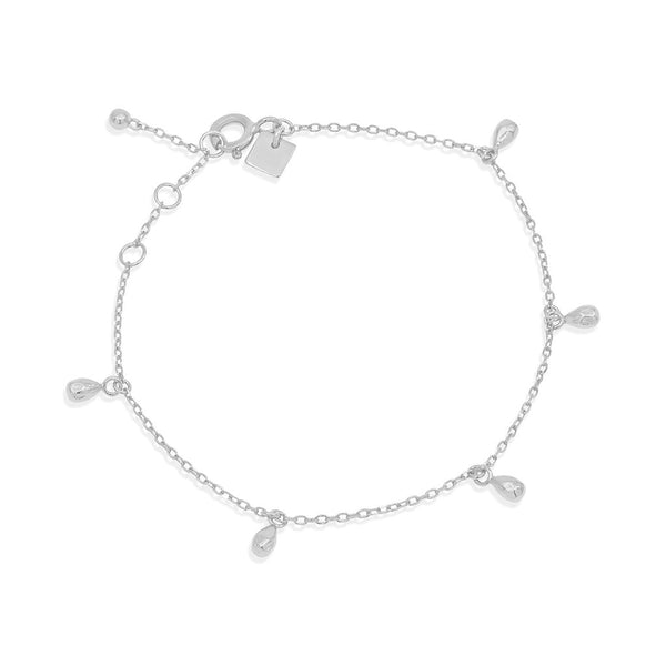 FS0224 925 Sterling Silver Stone Charms Chain Bracelet