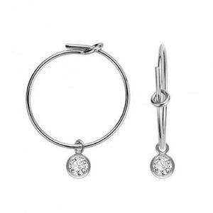 FE0022 925 Sterling Silver Little Bezel Hoop Earrings