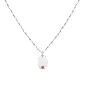 FX0368 925 Sterling Silver Oval Coin Pendant Necklace