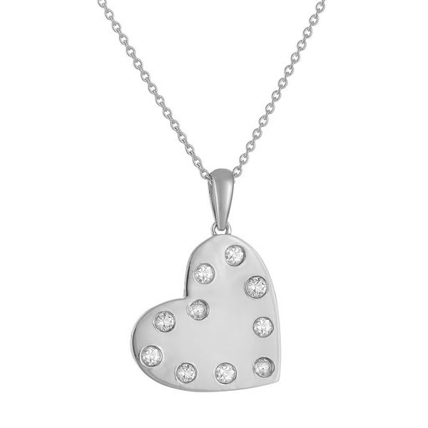 FX0625 925 Sterling Silver Zircon Heart Pendant Necklace