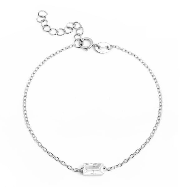 FS0160 925 Sterling Silver Baguette Gold Cubic Zircon Bracelet