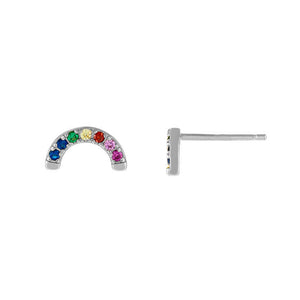 FE1387 925 Sterling Silver Rainbow Half Circle Stud Earrings