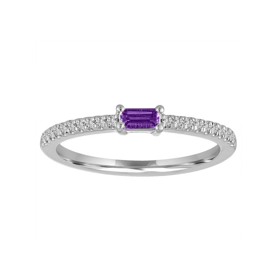 FJ0669 925 Sterling Silver Amethyst Pave Zircon Band Ring