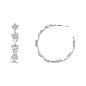 FE1509 925 Sterling Silver Surrounded by flowers Hoops