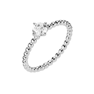 FJ0824 925 Sterling Silver Beaded Claw Set Cubic Zircoia Women Ring