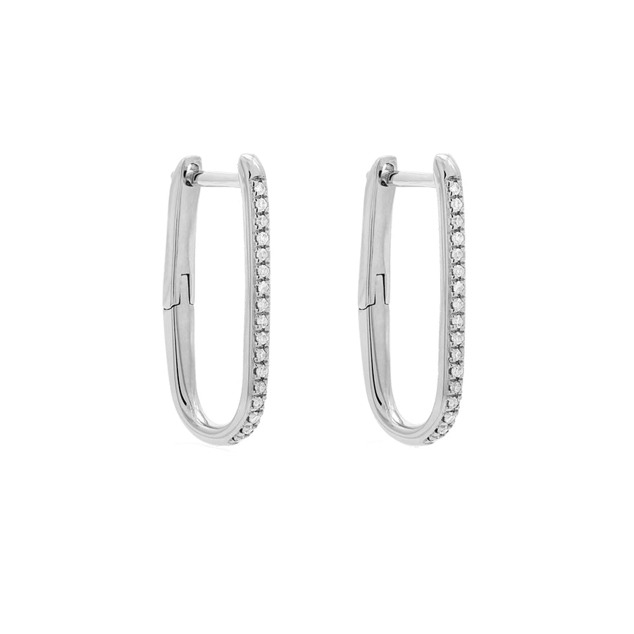 FE1946 925 Sterling Silver Cubic Zirconia oval Huggie Hoop Earrings