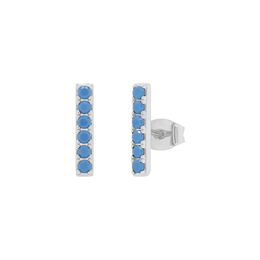 FE1035 925 Sterling Silver Turquoise Bar Stud Earrings