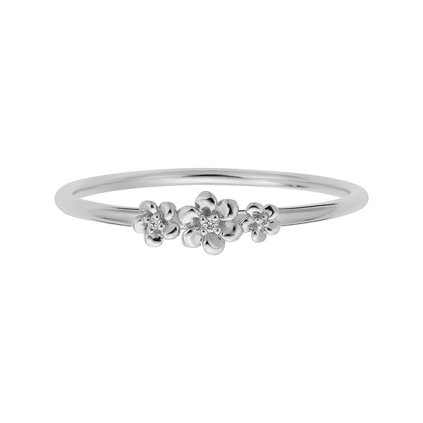 FJ0496 925 Sterling Silver Three Flower Ring