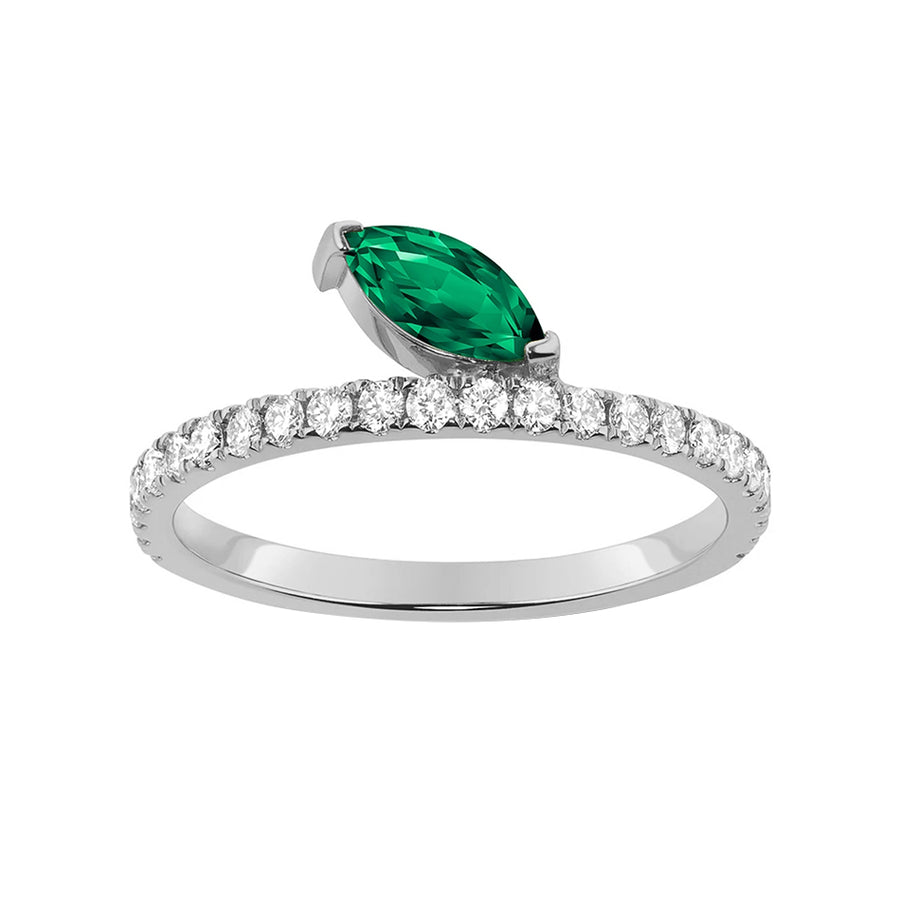 FJ0712 925 Sterling Silver Cubic Zirconia Emerald RING