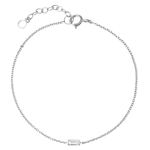 FS0151 925 Sterling Silver Solo Baguette Diamond Bracelet