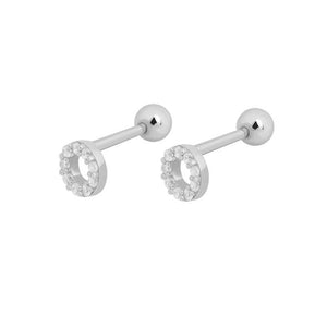 FE1048 925 Sterling Silver Round Barbell Stud Earrings