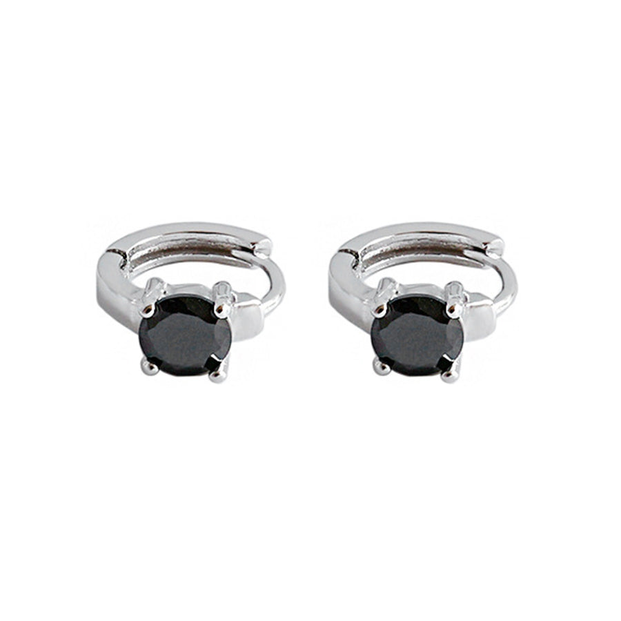 RHE1045 925 Sterling Silver Cubic Zirconia Hoop Earring