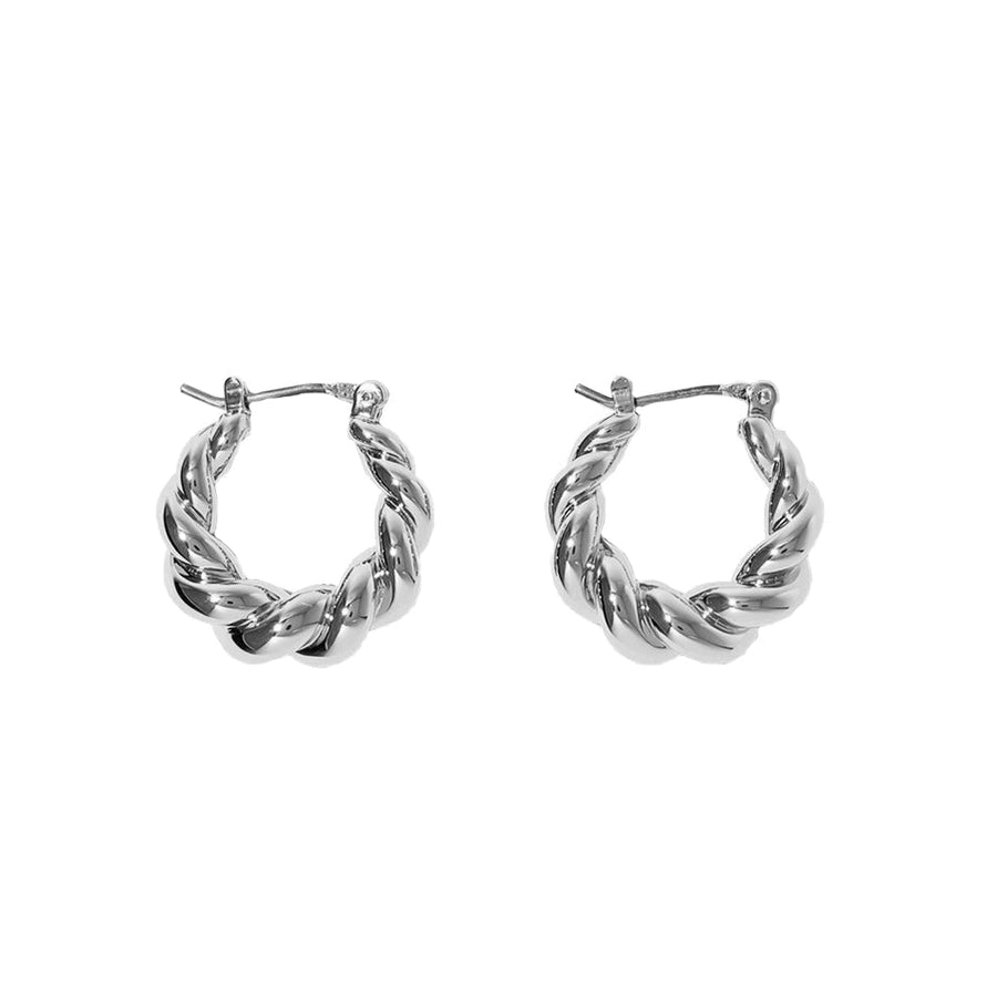 FE1027 925 Sterling Silver Twisted Hoop Earrings