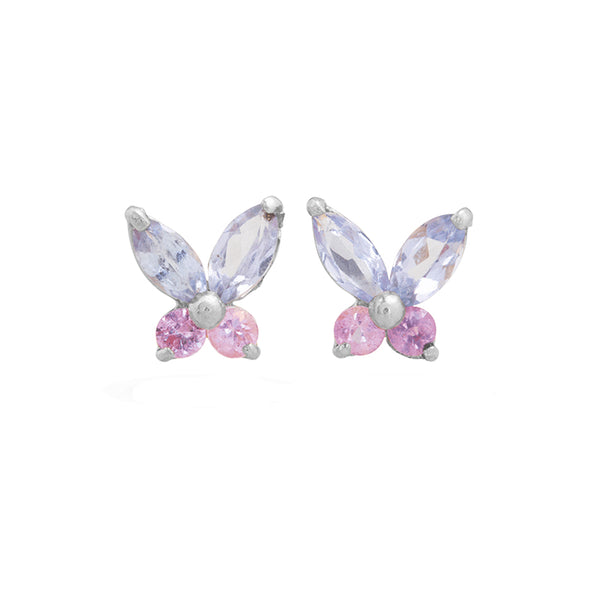 FE1557 925 Sterling Silver Butterfly Cubic Zircon Stud Earrings