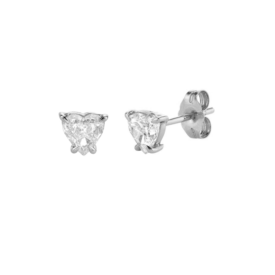 FE1147 925 Sterling Silver Cubic Zirconia Heart Stud Earrings