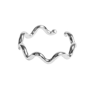 FJ0524 925 Sterling Silver Wave Crooked Ring