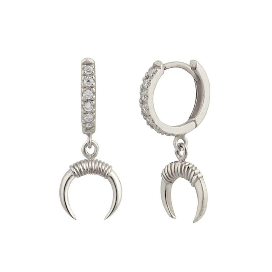 FE0810 925 Sterling Silver Bohemian Horn Hoop Earrings