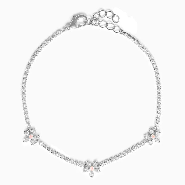 FS0226 925 Sterling Silver Floral Pave Zircon Bracelet