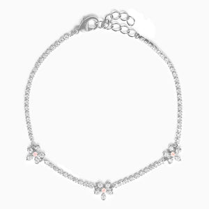 FS0226 925 Sterling Silver Floral Pave Zircon Bracelet