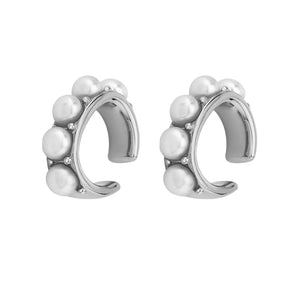 FE1347 925 Sterling Silver Five Pearl Earrings Cuff